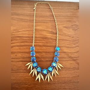 Gold and Blue J Crew Statement Necklace